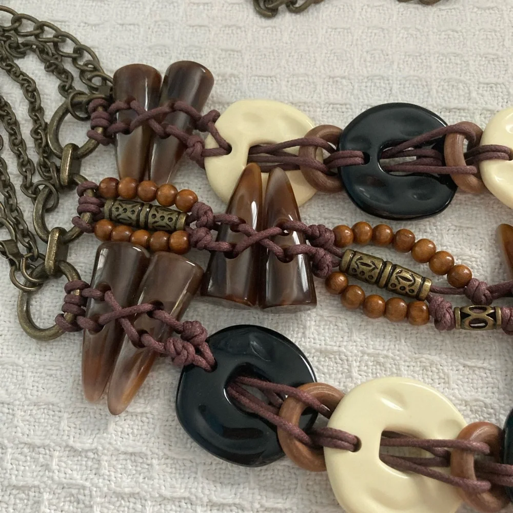 Vintage Chico’s Multi Strand Chain Link Belt With Beads And Discs